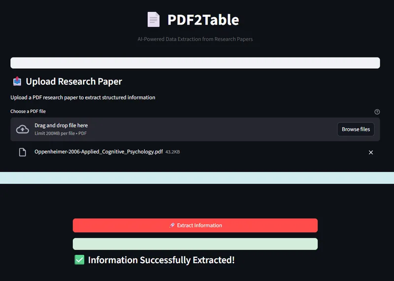 PDF2Table preview